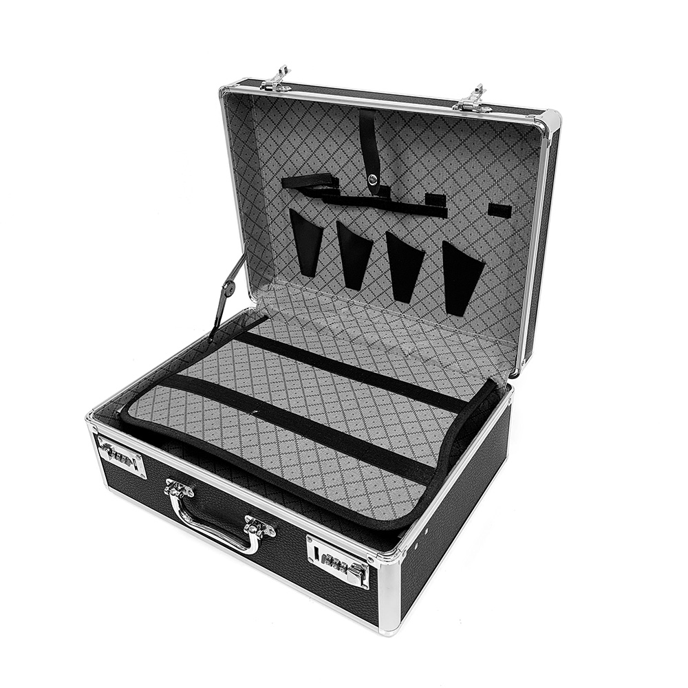 Алюминиевый чемодан для инструментов и техники парикмахера, чёрный .